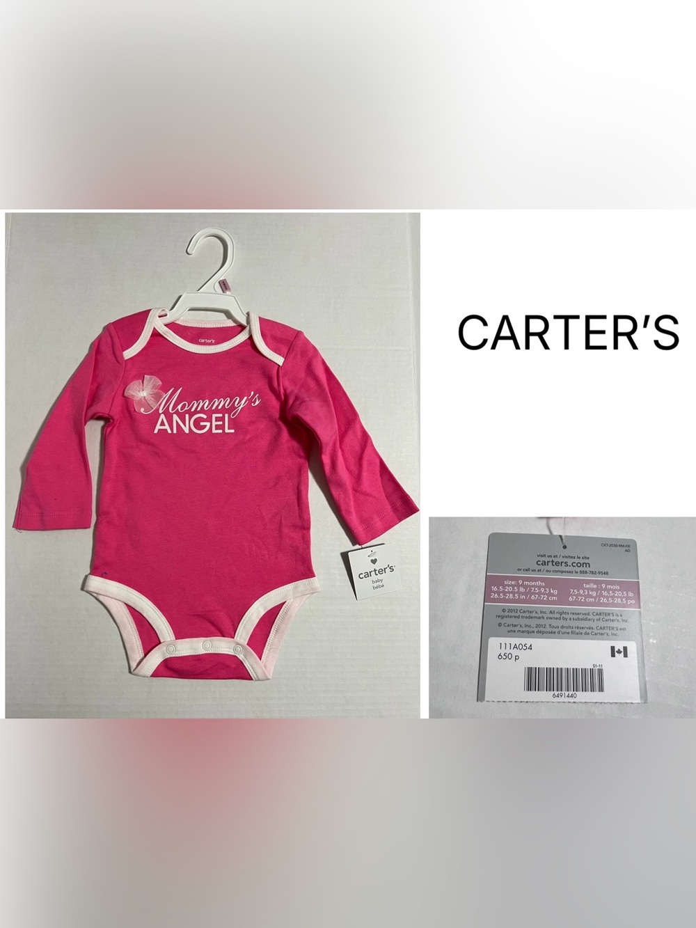 CARTER’S - 9M - NWT - INFANT GIRLS PINK BODYSUIT / ONESIE